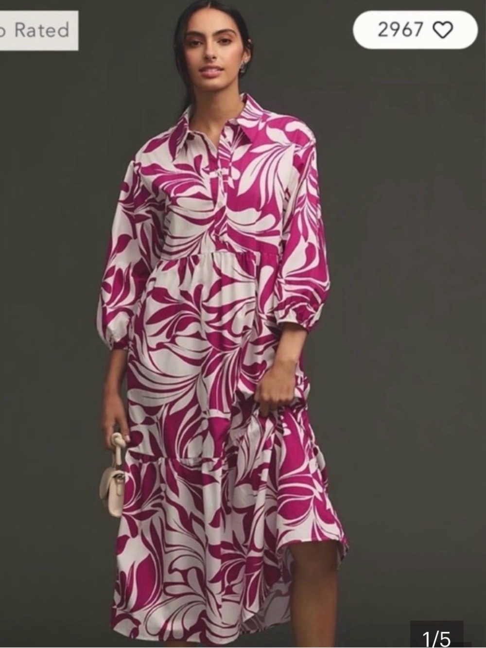 ANTHROPOLOGIE The Bettina Tiered Shirtdress
Midi Dress Boho Violet
Size M